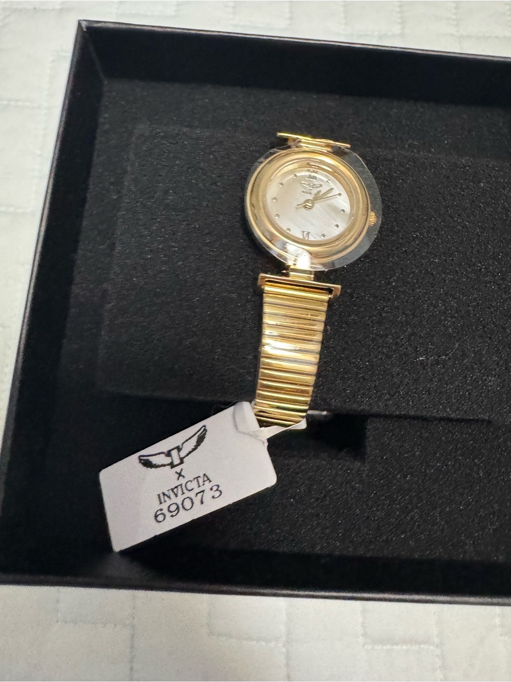 Invicta Gold-Tone Women's Stretch Bracelet Watch with Mother-of-Pearl Dial
